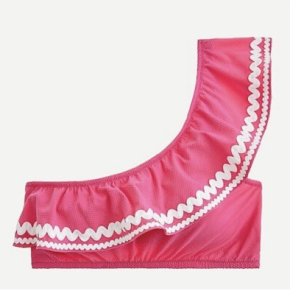 One-shoulder bikini top with rickrack